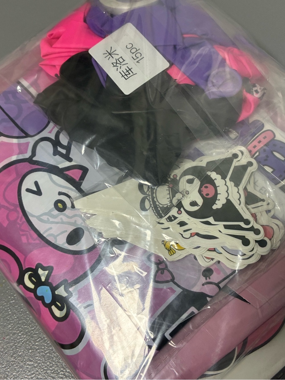 Kuromi Graphic Party Decoration — Pink & Purple Happy Birthday